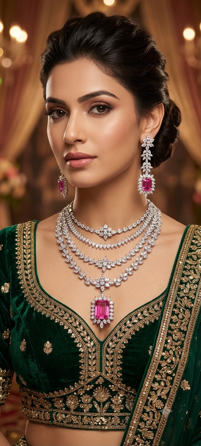 Beautiful Multilayered Necklace in Silver Plating AJ12