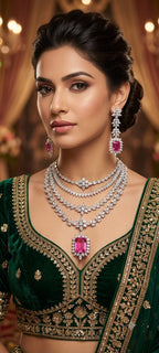 Beautiful Multilayered Necklace in Silver Plating AJ12