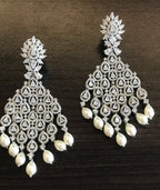 American Diamond Danglers with Pearl drops AJ44