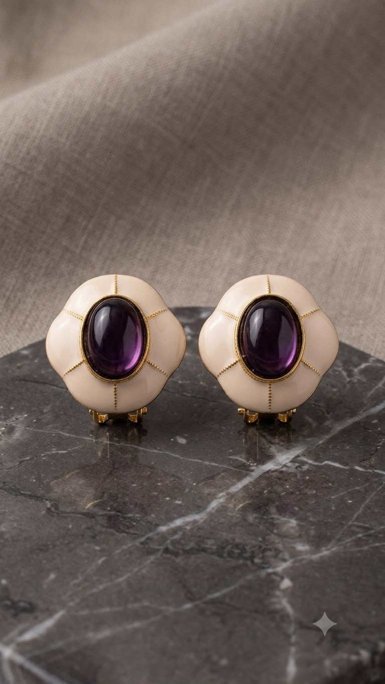 Indo-western studs, Monalisa stone in gold plating AJ52