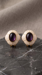 Indo-western studs, Monalisa stone in gold plating AJ52