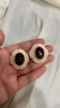 Indo-western studs, Monalisa stone in gold plating AJ52