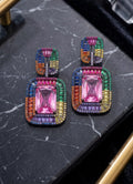 Premium Multicoloured earrings in an invisible setting of American diamonds AJ53