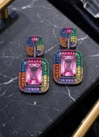 Premium Multicoloured earrings in an invisible setting of American diamonds AJ53
