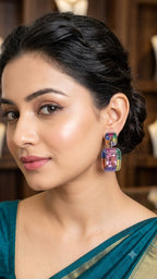 Premium Multicoloured earrings in an invisible setting of American diamonds AJ53