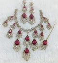 Elegant Red Ruby Necklace in layered diamonds AJ14
