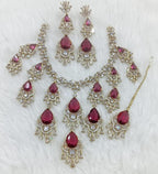 Elegant Red Ruby Necklace in layered diamonds AJ14