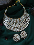 Beautiful Kundan Moissanite Necklace with Studs in Gold Plating AJ09