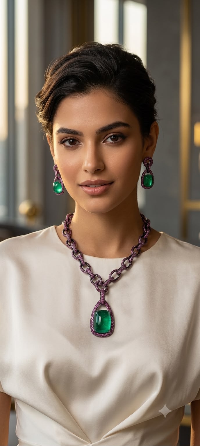 Celebrity Collection American Diamond Necklace with Doublet Diamonds AJ36