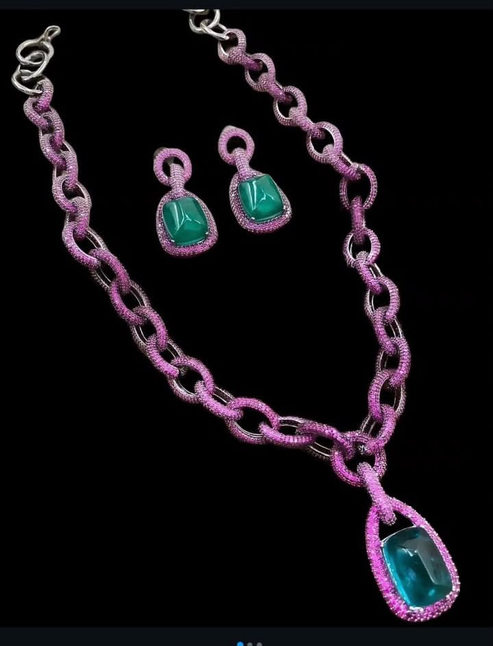 Celebrity Collection American Diamond Necklace with Doublet Diamonds AJ36
