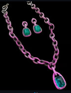 Celebrity Collection American Diamond Necklace with Doublet Diamonds AJ36