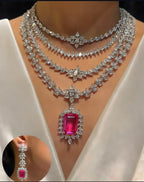 Beautiful Multilayered Necklace in Silver Plating AJ12