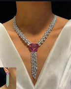 Elegant Seeetheart Necklace in American Diamonds AJ08