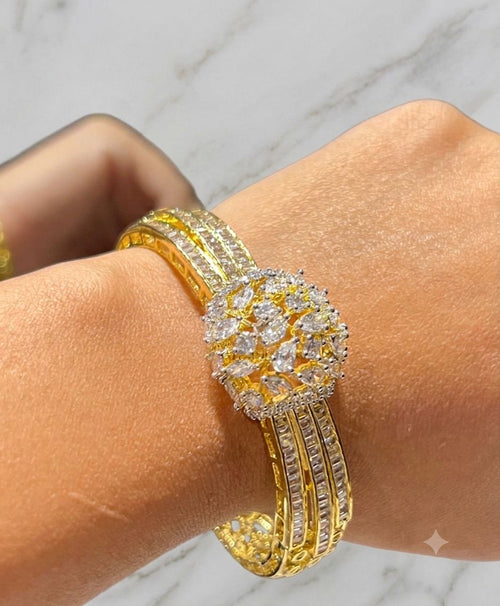 Beautiful Aarohi Bracelets American diamond golden openable bracelet AJ22
