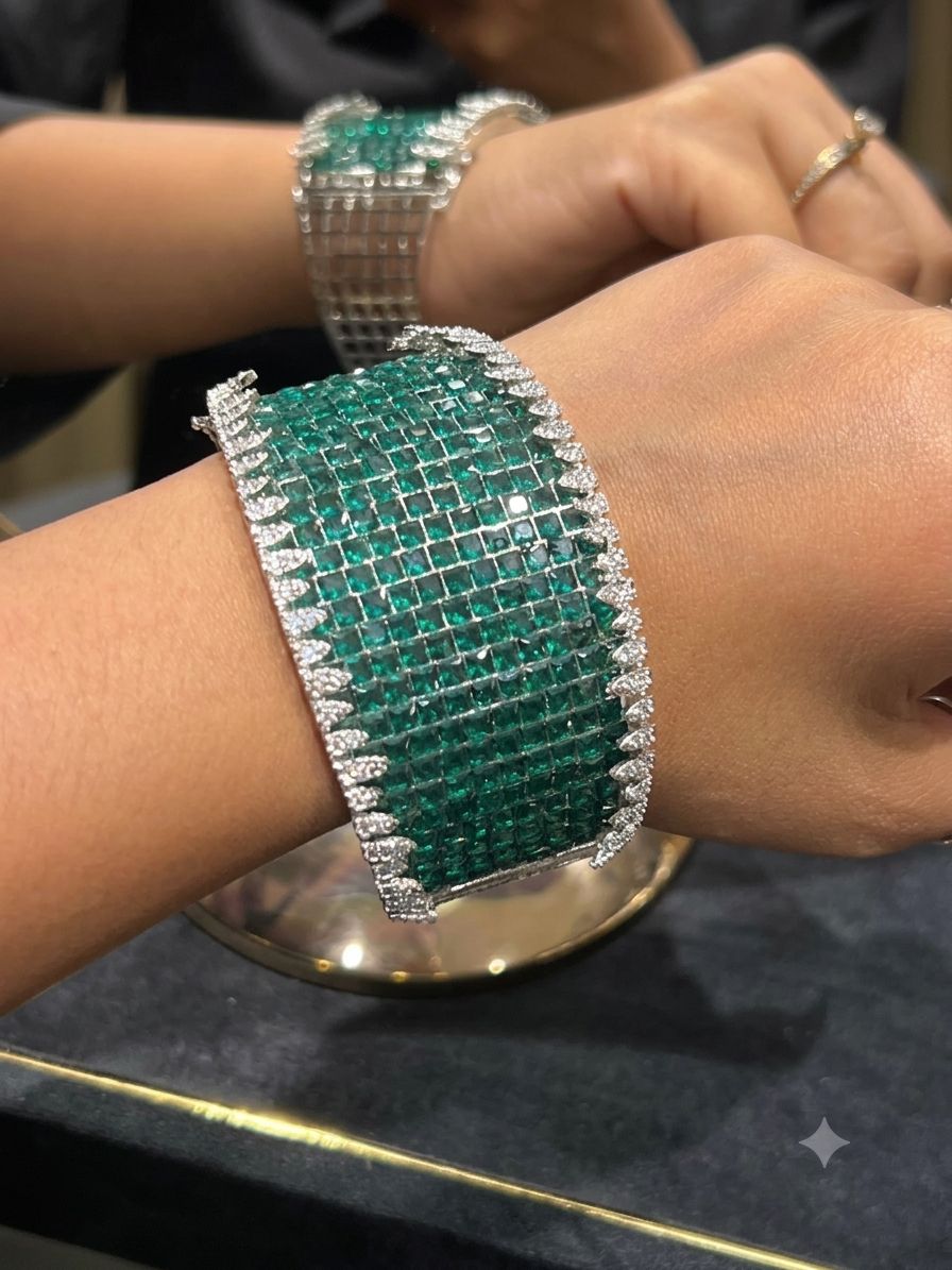 Beautiful Saiyaara Bracelets in invisible settings of American diamonds are openable AJ17