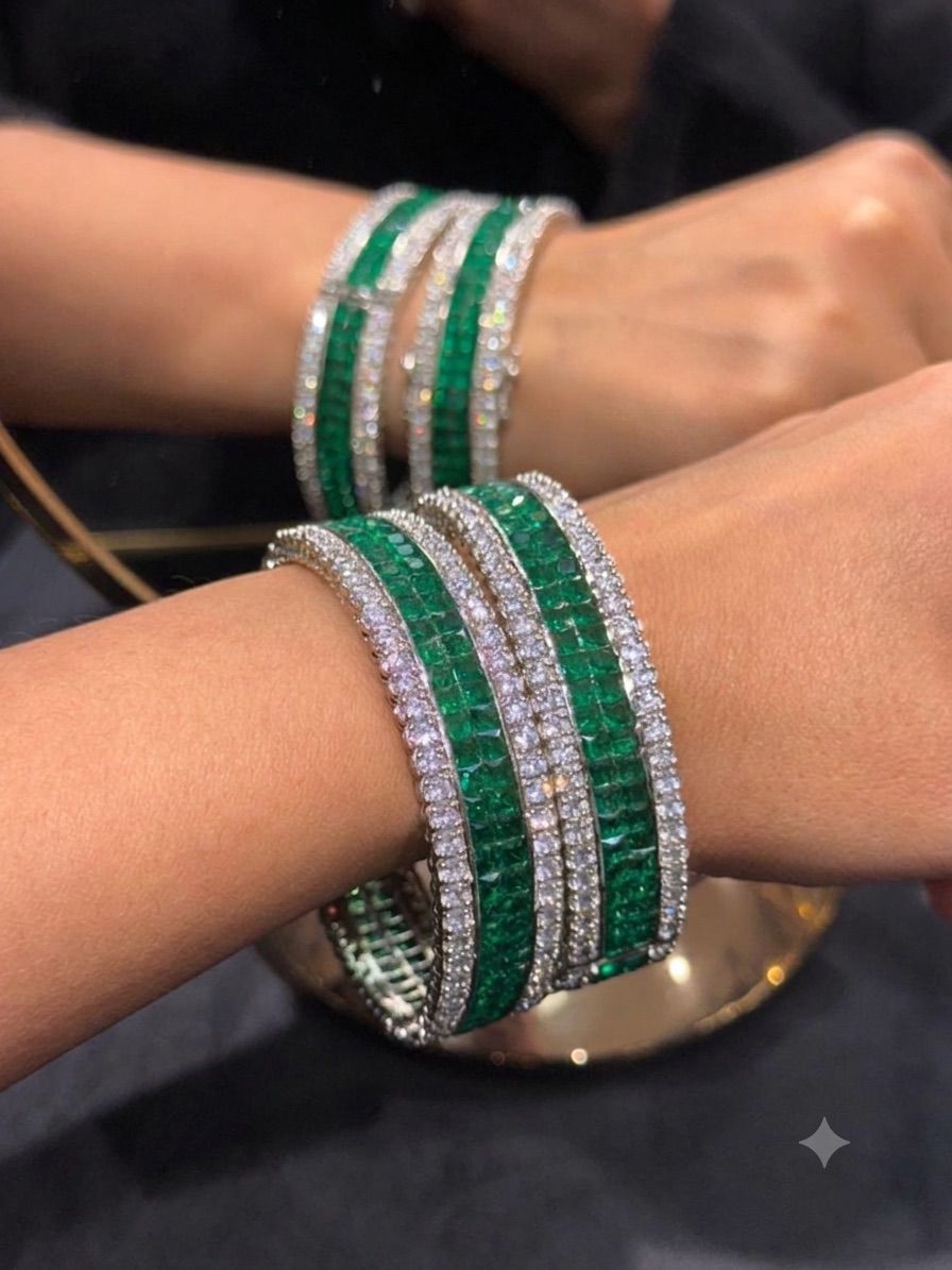 Pawani Bangles, each pair of 2 bangles in an invisible setting of American diamonds AJ27