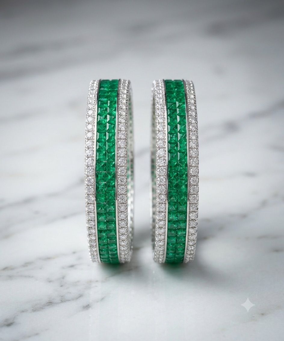 Pawani Bangles, each pair of 2 bangles in an invisible setting of American diamonds AJ27