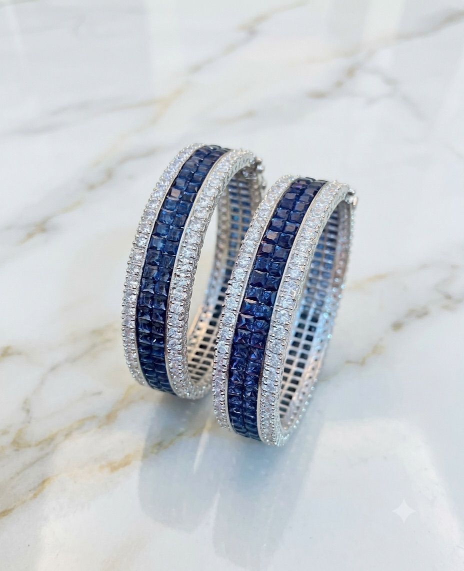 Pawani Bangles, each pair of 2 bangles in an invisible setting of American diamonds AJ27