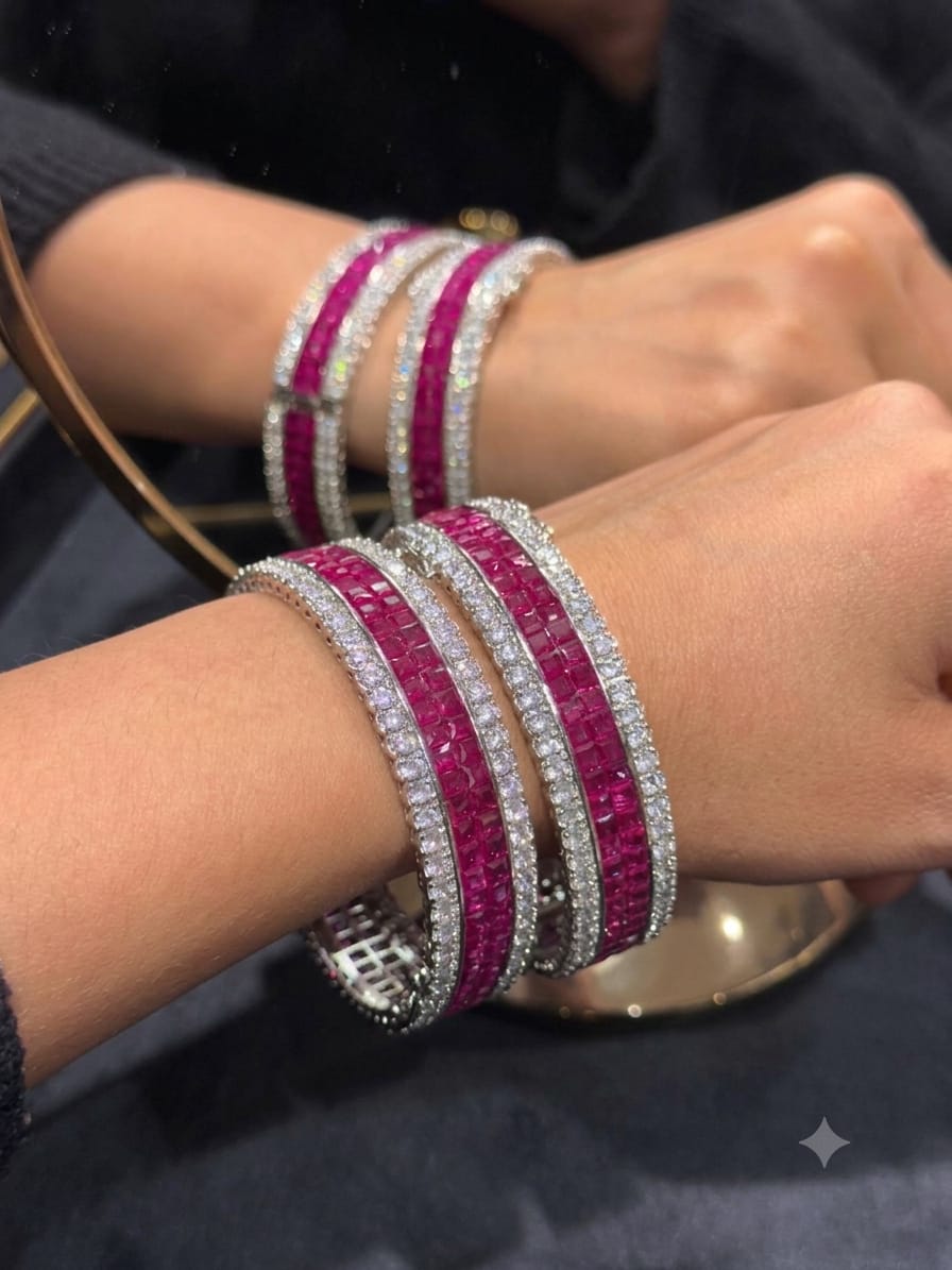 Pawani Bangles, each pair of 2 bangles in an invisible setting of American diamonds AJ27