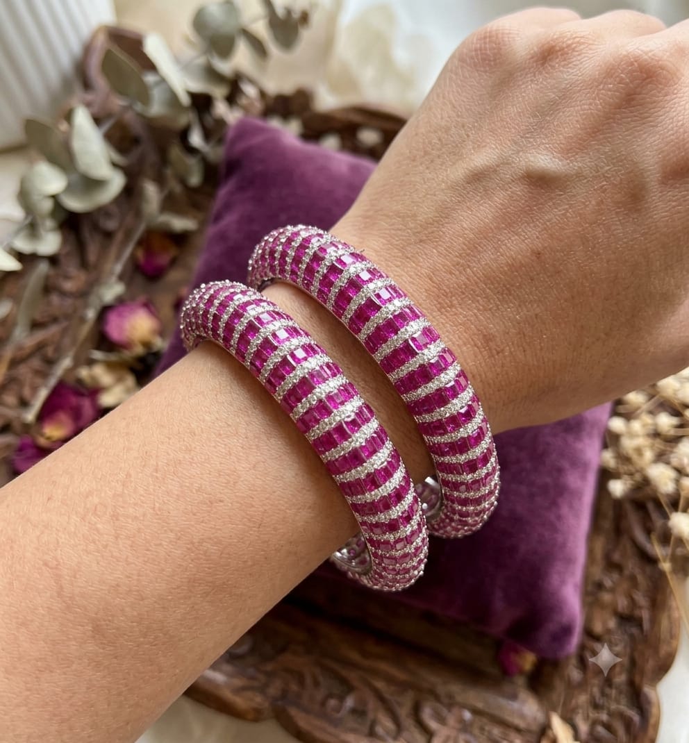 Mannat Bangles: each pair of bangles, American diamond, openable bangles in an invisible setting AJ25