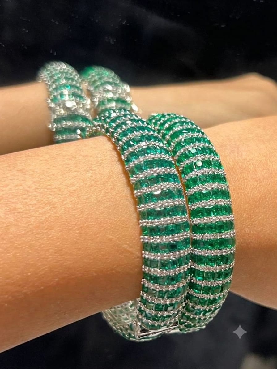 Mannat Bangles: each pair of bangles, American diamond, openable bangles in an invisible setting AJ25
