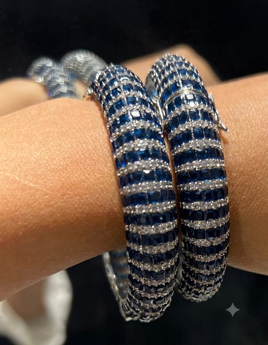 Mannat Bangles: each pair of bangles, American diamond, openable bangles in an invisible setting AJ25