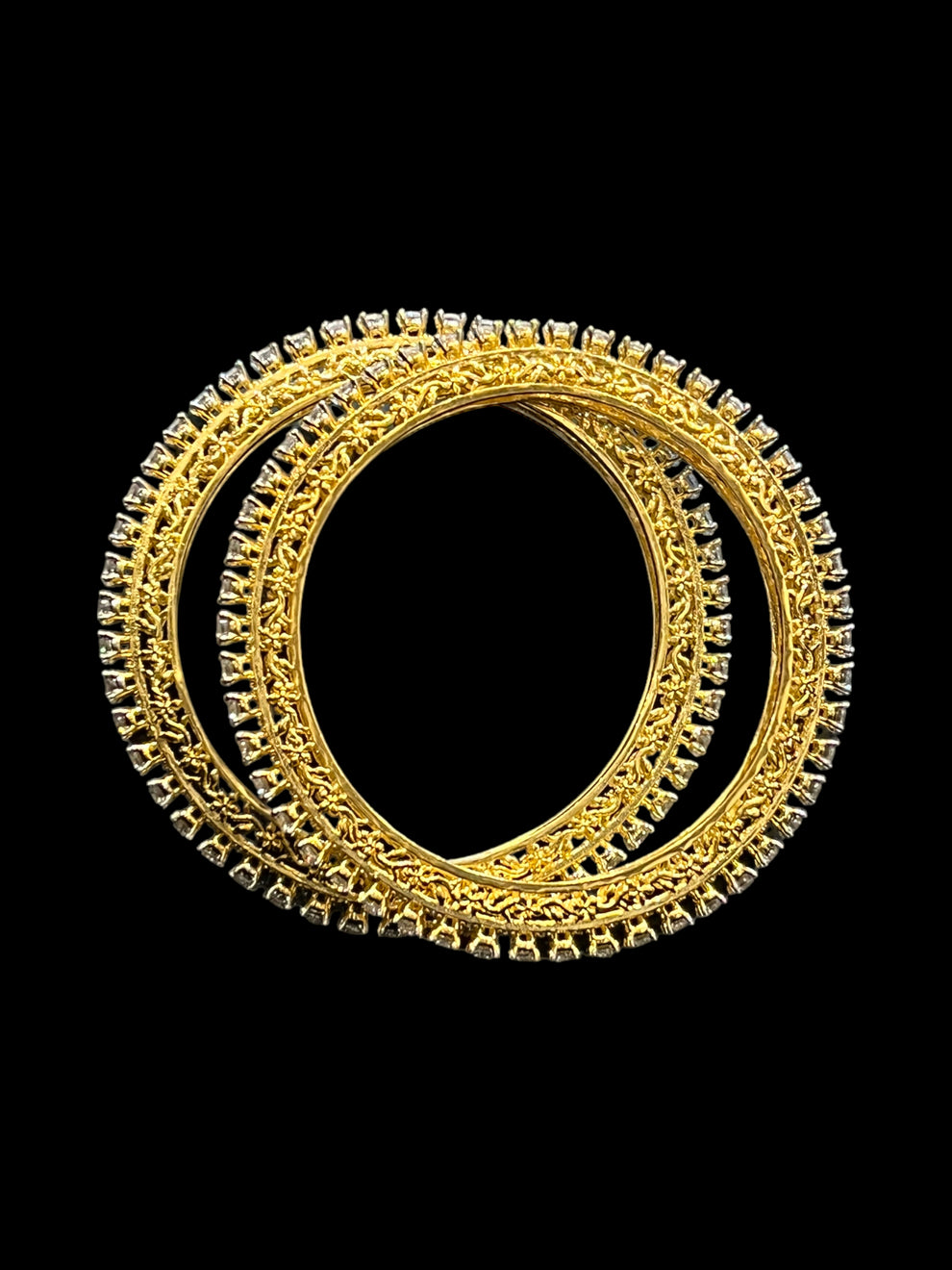 Elegant ANAMIKA Single line Bangles Gold plated bangles in American diamonds AJ23