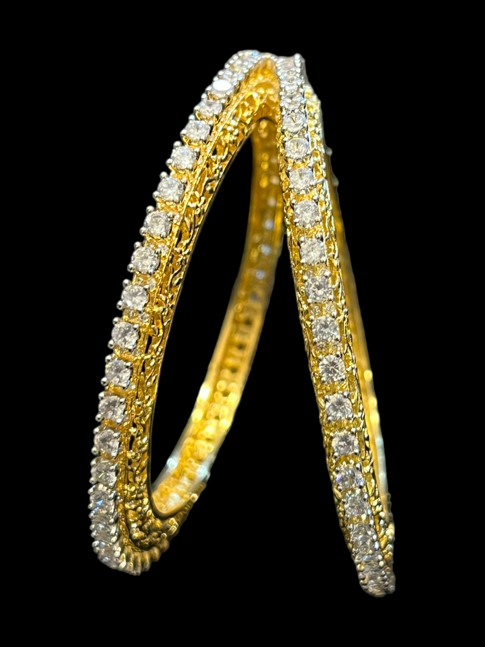 Elegant ANAMIKA Single line Bangles Gold plated bangles in American diamonds AJ23