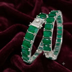 Elegant Divya Doublet Diamonds Bangles for a pair of 2 bangles Silver-plated bangles with premium doublet diamonds AJ24