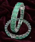 Elegant Divya Doublet Diamonds Bangles for a pair of 2 bangles Silver-plated bangles with premium doublet diamonds AJ24