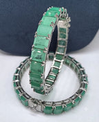 Elegant Divya Doublet Diamonds Bangles for a pair of 2 bangles Silver-plated bangles with premium doublet diamonds AJ24