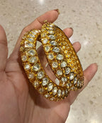 Tisha Moissanite Openable Bangles&nbsp; Gold-plated Kundan Moissanite Premium range of openable bangles AJ26