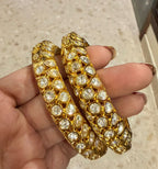 Tisha Moissanite Openable Bangles&nbsp; Gold-plated Kundan Moissanite Premium range of openable bangles AJ26