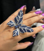 Elegant Butterfly Rings in Neno setting of American Diamonds adjustable Rings AJ30