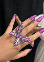 Elegant Butterfly Rings in Neno setting of American Diamonds adjustable Rings AJ30