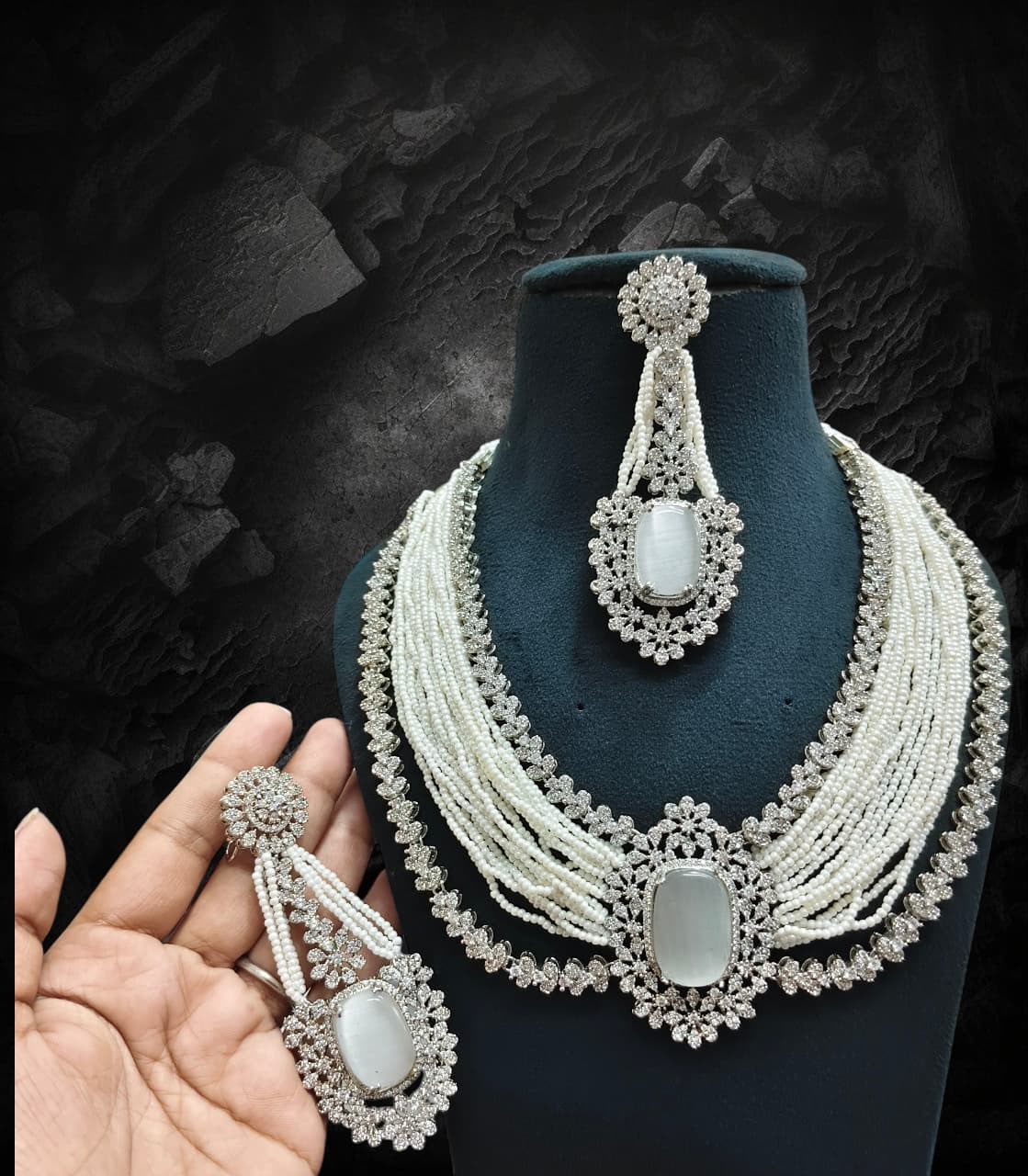 Malika Sets in beads and American Diamonds AJ70