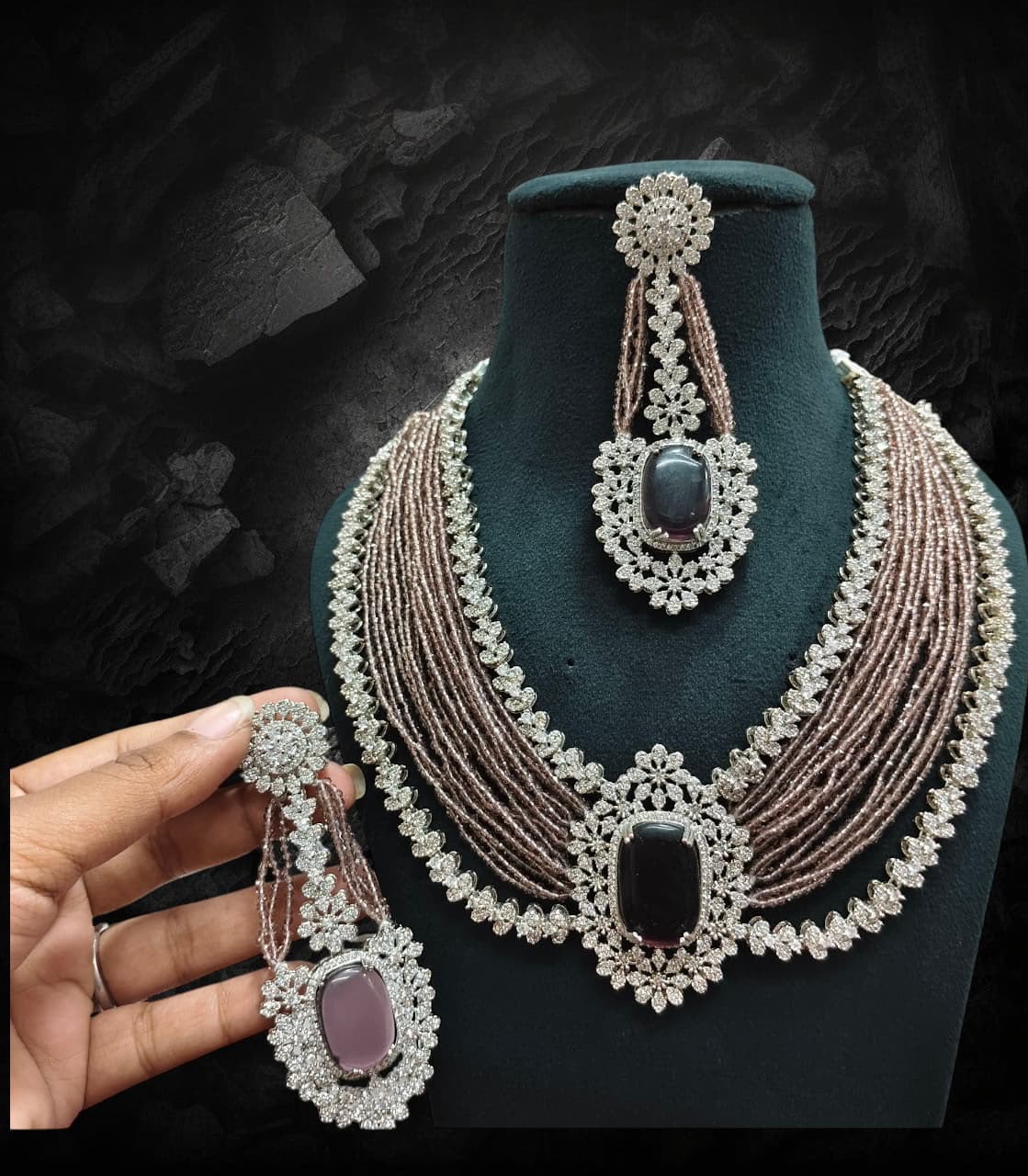 Malika Sets in beads and American Diamonds AJ70