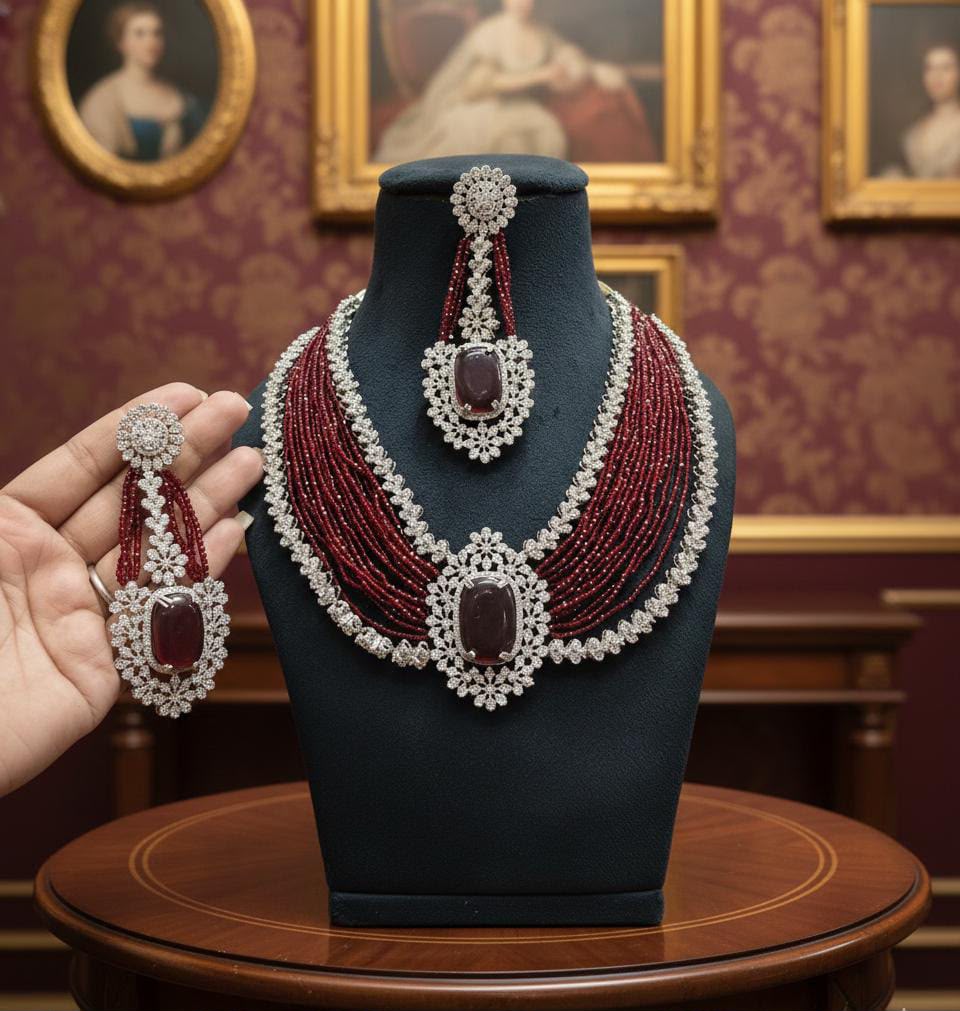 Malika Sets in beads and American Diamonds AJ70