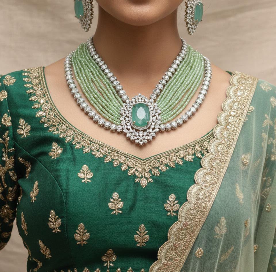 Malika Sets in beads and American Diamonds AJ70