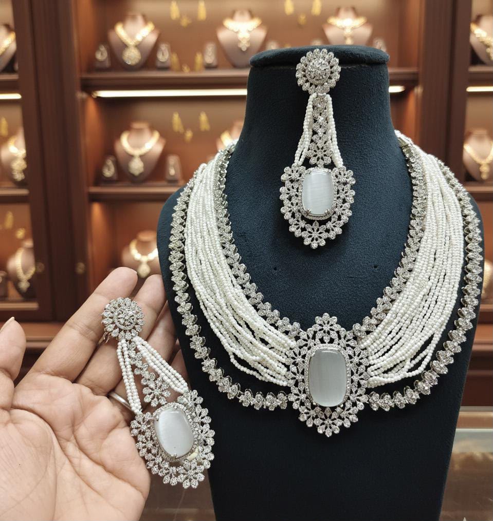 Malika Sets in beads and American Diamonds AJ70