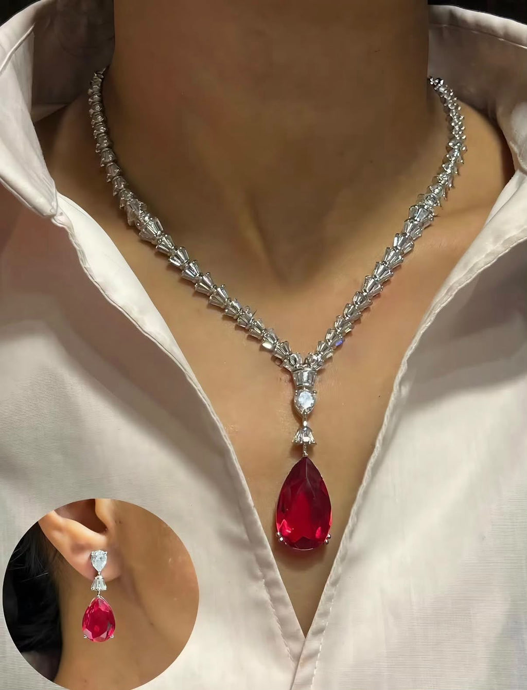 Priyanka Sleek sets in Princess-cut diamonds in imitation jewellery AJ76