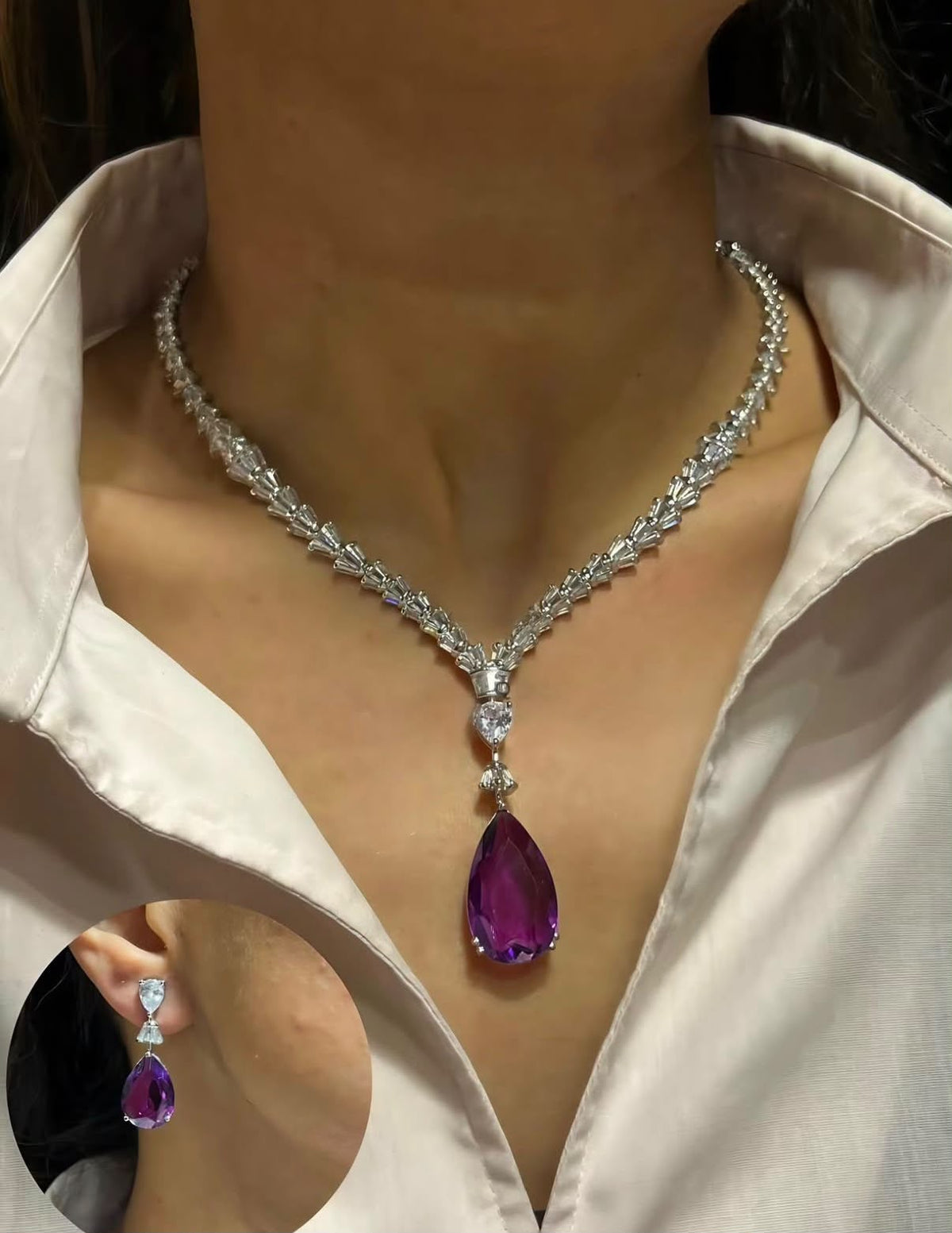 Priyanka Sleek sets in Princess-cut diamonds in imitation jewellery AJ76