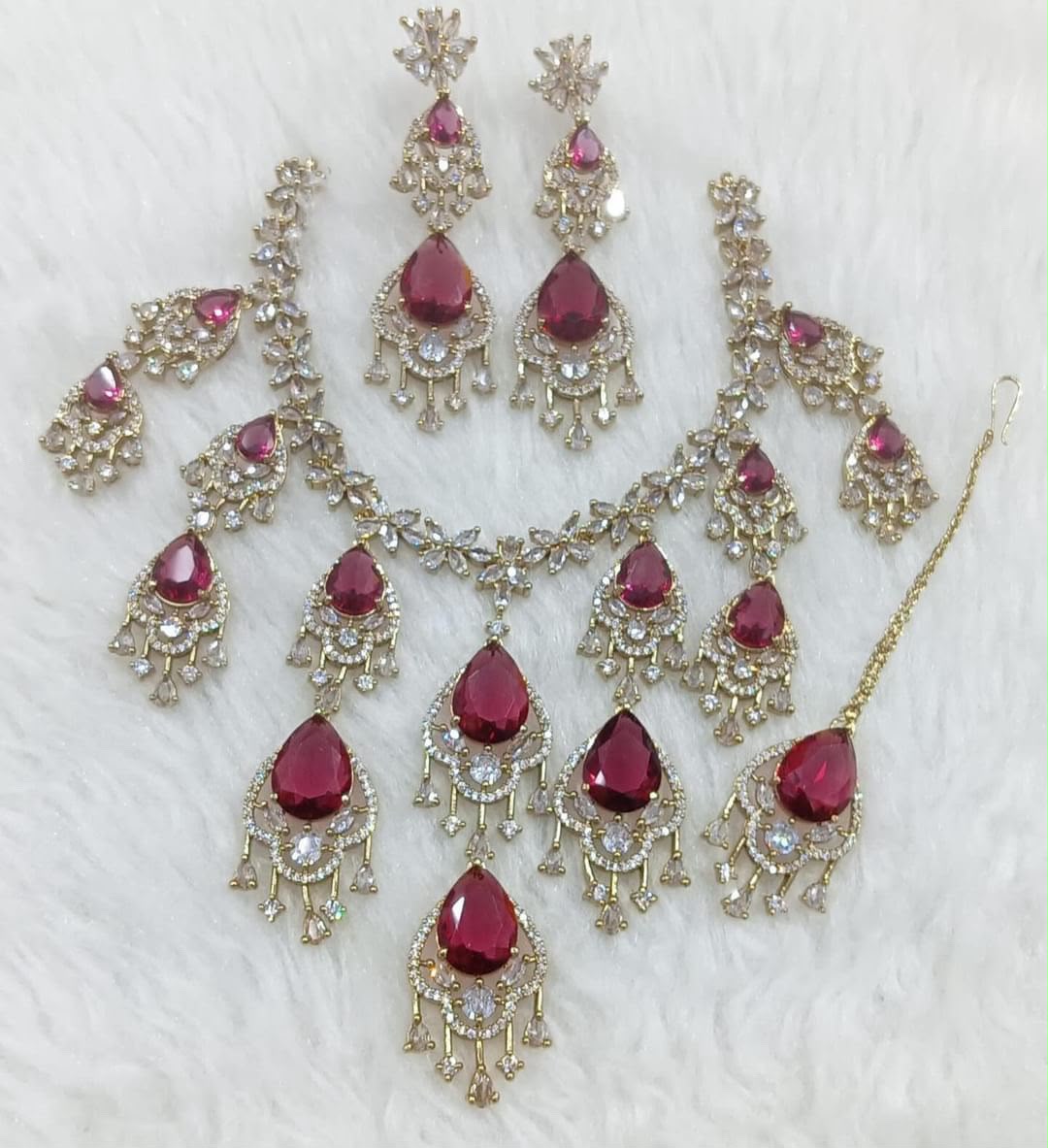 Red Ruby Necklace in layered diamonds AJ39